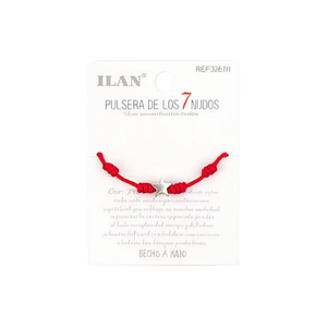 Braccialetto Ilan con 7 nodi, cordoncino rosso e stella in argento, gioiello fatto a mano - Product Image 2