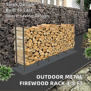 Sparxwizz Engineering, ensembles de supports à bois de chauffage modernes en métal, 4 à 8 pieds, rangement extérieur avec finition thermolaquée, design carré, décoration intérieure - Product Image 2