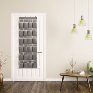 Non-Woven 24 Pockets <b>Large</b> Pockets Over the Door Hanging Shoe Toy Organizer Grey - Product Image 1