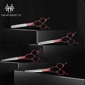 犬と猫のグルーマーのためのホット販売プロフェッショナル日本440Cステンレス鋼カラフルなペットグルーミングはさみセット - Product Image 5