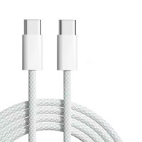Kabel Data pengisian daya Super cepat, kabel Data nilon Tipe C ke Tipe C, warna nilon 60W untuk ponsel