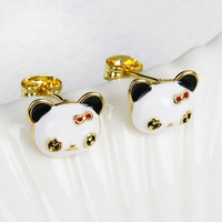 Boucles d'oreilles pour femmes Adorable panda rouge émail cerise Boucles d'oreilles