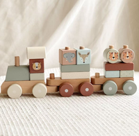 Train de tri de blocs empilables en bois, décoration de la maison, cadeau d'anniversaire pour enfant