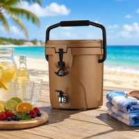 Seau isotherme rotomoulé écologique marron de 3,5 gallons en plastique LLDPE de qualité alimentaire pour la plage, la navigation de plaisance et le surf