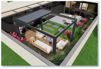 Pavillon moderne en PVC bioclimatique électrique personnalisable, résistant au vent, avec moteur OKo, éclairage LED, design imperméable pour balcon, tonnelles