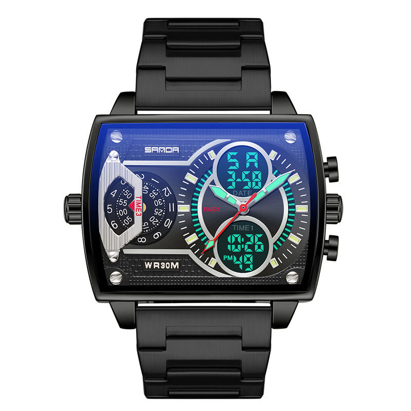 สีดำพร้อมสายรัดเหล็ก