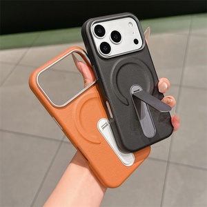 Funda Magnética Personalizada de Cuero PU para iPhone 17 13 14 15 16 Pro Max con Soporte Metálico Giratorio Oculto y Cubierta Protectora - Product Image 3