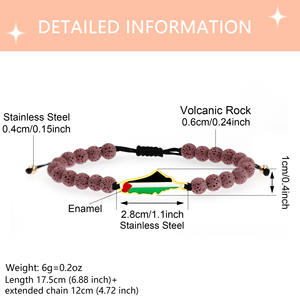 Bracelet drapeau de la Palestine avec perles naturelles-Bracelet cadeau réglable goutte à goutte d'huile pour hommes et femmes, bijoux de solidarité élégants - Product Image 6