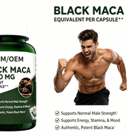 Capsules d'extrait de racine de Maca noire 20000mg, étiquette privée OEM, complément naturel pour la vitalité et la stamina masculine