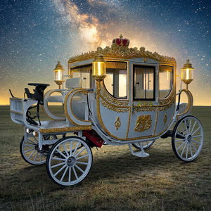 Véhicule de tourisme électrique de luxe européen blanc et or, style calèche royale, avec éclairage, personnalisable, sans chevaux, fournisseur chinois - Product Image 1