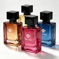 Flacon de parfum personnalisé carré, flacon de parfum en verre vide, flacon de parfum carré rose tendance, 50 ml, fabrication OEM, étiquette privée