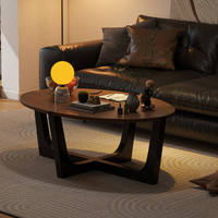 AGS-06-CJ Mesa de Centro Moderna y Duradera de Madera con Estructura Metálica, Muebles para Sala de Estar, para Apartamentos y Hoteles