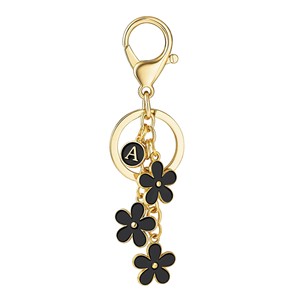 Cute Initial Letter and White Pink Flower Keychain Fashionable Alloy <strong>Keyring</strong> <strong>Charm</strong> for Handbag Backpack Pendant Wholesale - Product Image 4