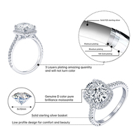 Bague de fiançailles en argent sterling 925 avec moissanite taille coussin de 4,0 carats, originale, pour femme
