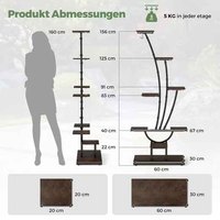 Étagère à vaisselle de cuisine avec lumières de croissance, double niveau, en métal, 156 cm, rangement pour pots et présentoir écologique pour la maison