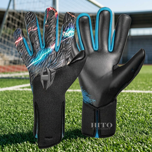Gants de gardien de but de football de sport pour jeunes et adultes, couleur noire, bonne qualité, avec protection des doigts et double protection du poignet - Product Image 4