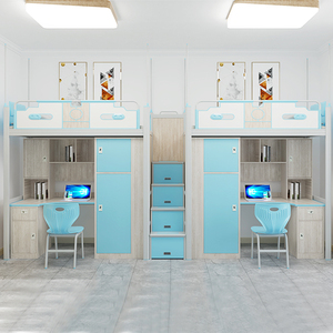 Factory Wholesale High Quality Modern Metal Loft <b>Bed</b> Frame Dormitory <b>Bed</b> Desk <b>Cabinet</b> for School Hotel Bedroom Use - Product Image 5