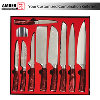 Meilleur vendeur Couteau de chef de 8 pouces Acier à haute teneur en carbone Motif ondulé Manche en bois Pakka Couteau de cuisine tranchant comme un rasoir Vente chaude Outil en métal