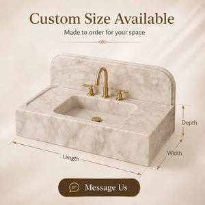 Meubles-lavabos modernes muraux en marbre Calacata Gold pour salle de bain - Product Image 4