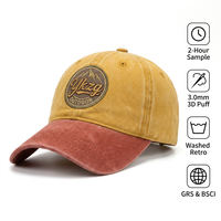 Topi Retro Unisex 6-Panel Bahan Polyester/Katun dengan Bordir Geometris, Patch Karet, dan Desain Gesper Double Breasted