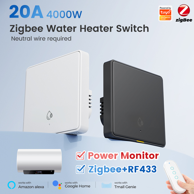 SMATRUL Tuya Zigbee RF433 Switch 4000W UK Smart Switch for Air Conditioner Water Heater Works with Alexa Google Home
