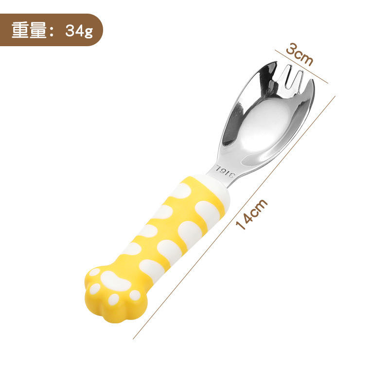 ช้อนแท่งสแตนเลส 316 ลายอุ้งเท้าแมวสีชมพู