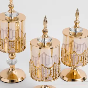 تصميم جديد للزفاف الزجاج الكريستال حامل شمعة الكريستال لتزيين طاولة الزفاف