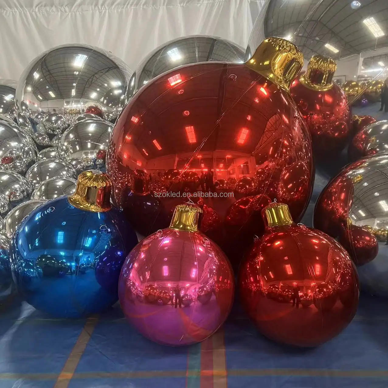 Outdoor Shiny PVC Mirror Balloon Giant Christmas Balls Inflatable Mirror Ball personalized jumbo Christmas Ball Ornaments