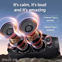 Altavoz Inalámbrico Portátil Zealot S98 de 160w, Altavoz para Fiestas con Bajos, Resistente al Agua, para Exteriores, con Batería de Larga Duración e Iluminación RGB