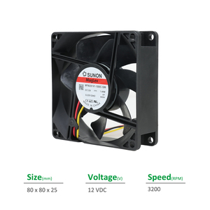 Sunon MF80251V1-1000C-G99 120mA 12VDC 80x80x25มม. 1.44วัตต์7200รอบต่อนาที41.0CFM ตู้ไฟฟ้า oem/odm อินเวอร์เตอร์พัดลมระบายความร้อนตามแนวแกน - Product Image 2