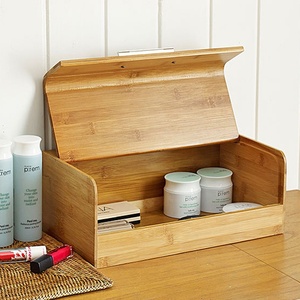 Hot sale supermarket bamboo bread display case farmhouse wood bread box set 2022 food containers