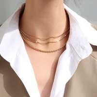 Collier Chaîne Universelle FY Tendance en Acier Inoxydable Plaqué Or 18K, Types Mailles Box, Serpent, Corde, Figaro, Lèvres, Collier Chaîne Fine Superposable pour DIY