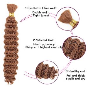 Deep Wave High Temperature Fiber Synthetic Hair <b>Extensions</b> for Braiding Boho Style Bulk Deep Curl - Product Image 4