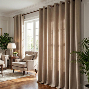 Cortinas con Ojales de 728g, 20% Lino y 80% Poliéster, Estilo Lino Pesado, <span class=keywords><strong>para</strong></span> Tiendas de Cortinas, Venta al por Mayor, Dormitorio, Sala de Estar - Product Image 4