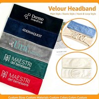 BELLEWORLD Bandeau en velours corail doux personnalisé avec couleur et logo, broderie personnalisée, pour femmes, yoga, maquillage, spa, élastique