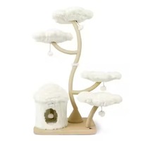 Arbre à chat en bois massif de luxe écologique personnalisé, motif floral, arbre de Noël pour chat, tour moderne en bois pour chat, arbre à grimper pour chat en carton