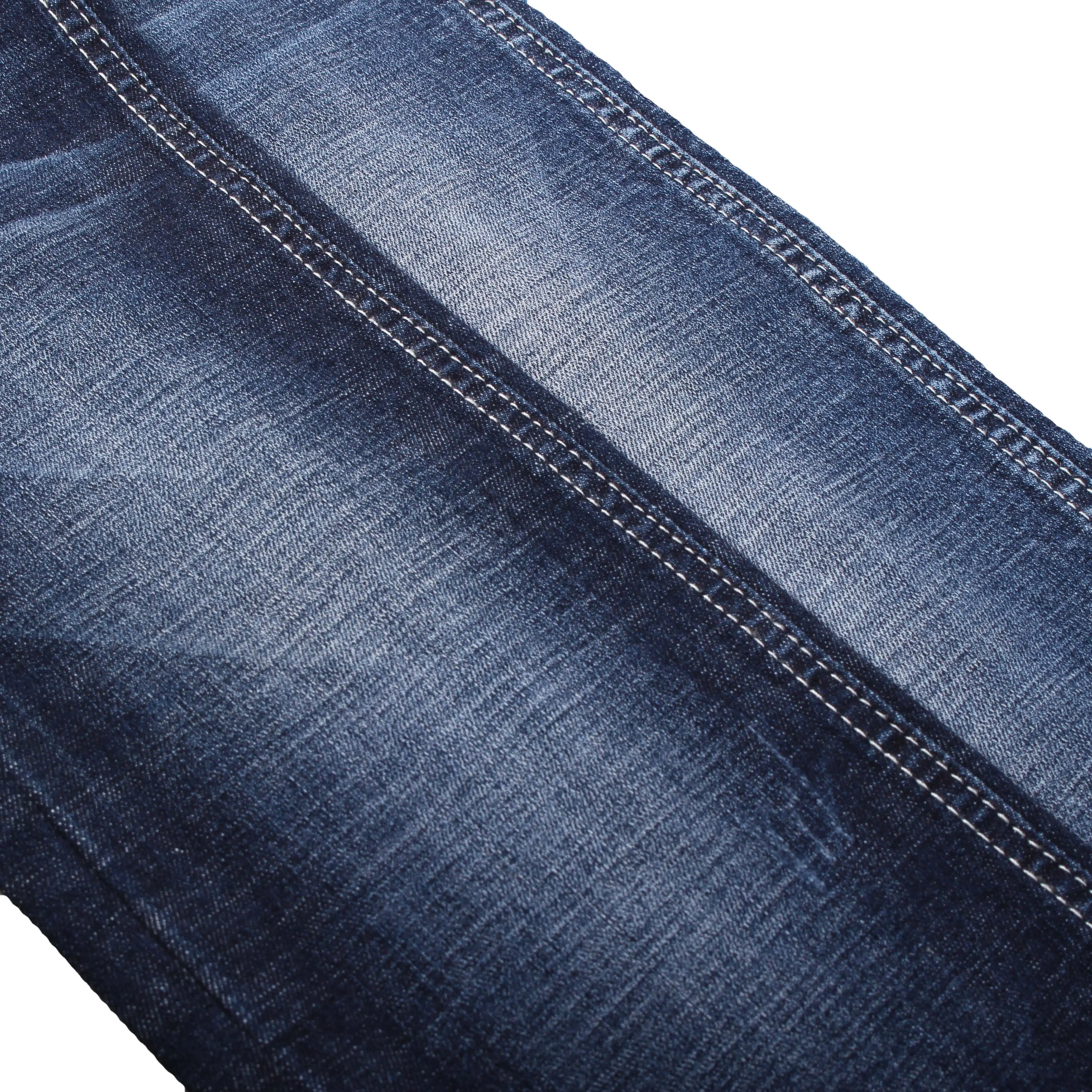 Fabricant d'usine pour le tissu de jeans en denim stretch en coton lycra avec hachures croisées slub