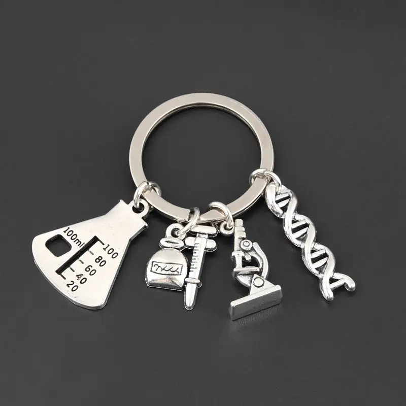 1Pc כימי מולקולרי DNA מיקרוסקופ Keychain מיקרוסקופ ניסוי ציוד Keyring עבור תלמיד מתנת תכשיטי Handcraft