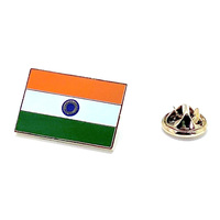 Drapeau national de pays personnalisé, badge de revers en forme de dôme époxy en métal plaqué or, épingle en émail indien personnalisée