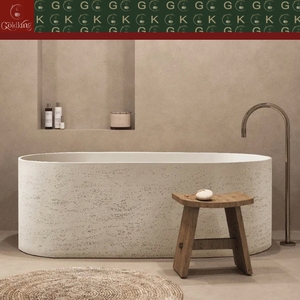 Baignoire en travertin de luxe moderne GOLDKING, extérieur texturé, intérieur lisse, baignoire en pierre personnalisée polie OEM - Product Image 3