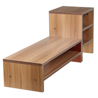 Support d'écran d'ordinateur en bois brun, rehausseur d'ordinateur portable, support de bureau avec organisateur de rangement, certifié CARB