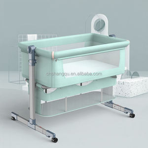 Culla Co-Sleeping Portatile Vsuch Regolabile in Altezza con Ruote, <span class=keywords><strong>Lettino</strong></span> Traspirante in Rete per Neonati - Product Image 6