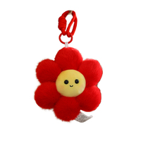 Porte-clés en peluche 3D motif fleur moelleuse, couleurs pastel assorties, avec sangle tissée en fausse fourrure de vison douce, accessoire de sac délicat, petit cadeau pour jeune public