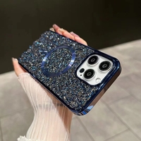 Paillettes galvanisées de luxe pour couverture de téléphone de charge magnétique accessoires de coque de téléphone portable 2024 pour Iphone 14 12 11 15 Pro