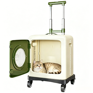Sac de <span class=keywords><strong>transport</strong></span> à roulettes souple pour animaux de compagnie, respirant, type capsule spatiale, pour petits chatons et chiots, idéal pour les voyages en extérieur - Product Image 6