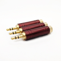 Adaptateur Stéréo TRS 3,5 mm en Gros, Coque Métallique Rouge Vin, Plaqué Or, Mâle-Femelle pour Câble d'Extension Audio Casque Hi-Fi