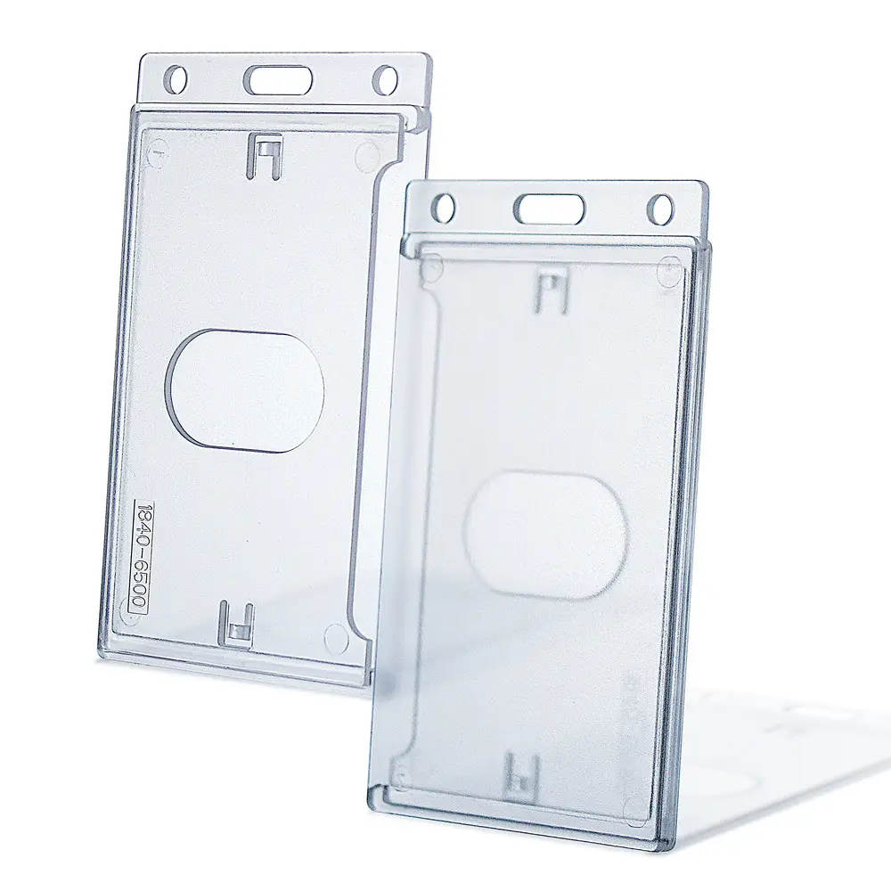 ID Card Badge Holder Transparent Vertical ABS Hard Plastic Frosted 54*86mm 105 Mm X 62 Mm 100 Pcs ID Identification 1840-6500