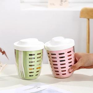 Gobelet à fruits à emporter, gobelet Mason, double couche, couvercle anti-fuite, portable, gobelet à salade pour le petit-déjeuner, travailleurs de bureau, femmes, plastique - Product Image 5
