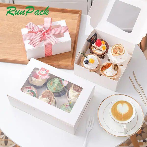 customizable round white tall wedding christmas cake box wholesale in bulk packaging with window