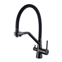 Robinet de cuisine transfrontalier en alliage de cuivre, style américain, à poser sur plan, trois-en-un, chaud-froid, orientable omnidirectionnellement, pour légumes